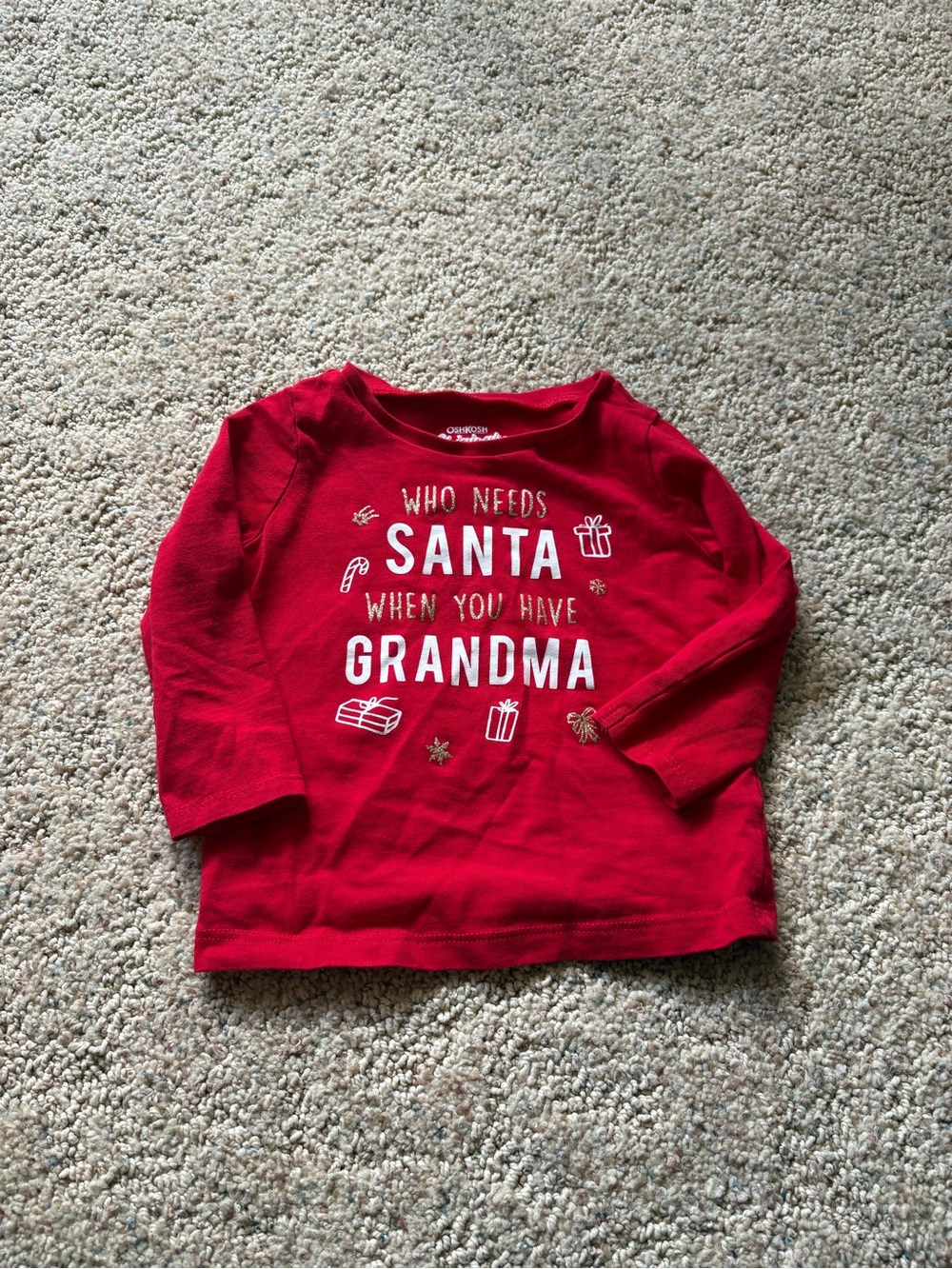 🩷 6 for $20 🩷 OshKosh B'gosh Red Long-Sleeve Holiday Graphic Tee